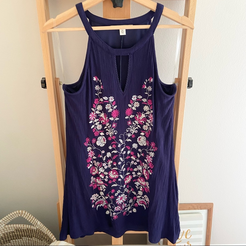 Francesca’s Miami Blue Embroidered Dress